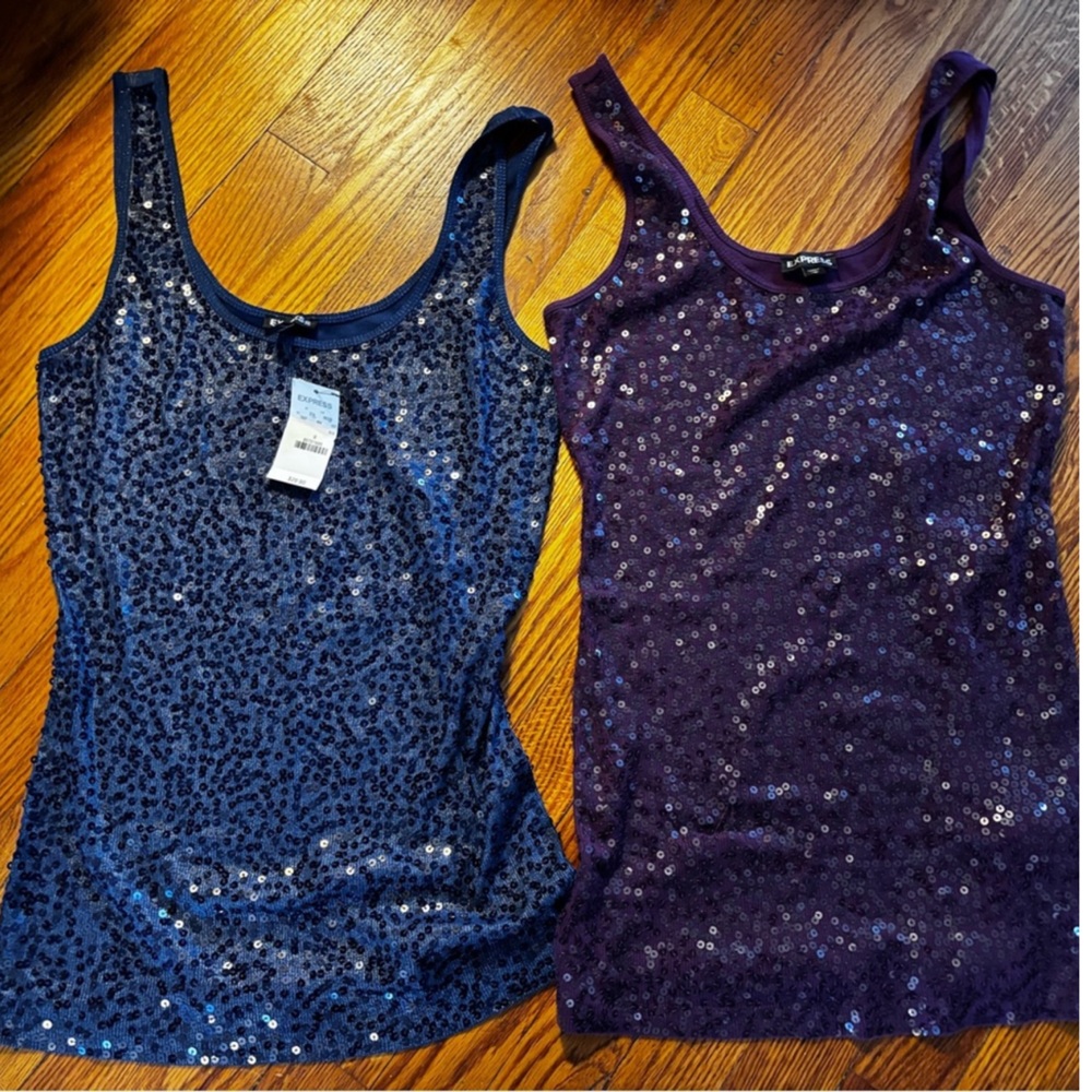 Sequin Tank Tops in Blue and Purple (2)